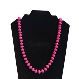 Pink Plastic Saucer Beaded Lightweight Single Strand Fashion Jewelry Necklace